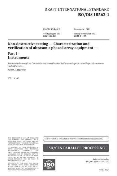ISO/DIS 18563-1:2021 - Non-destructive testing - Characterization and ...