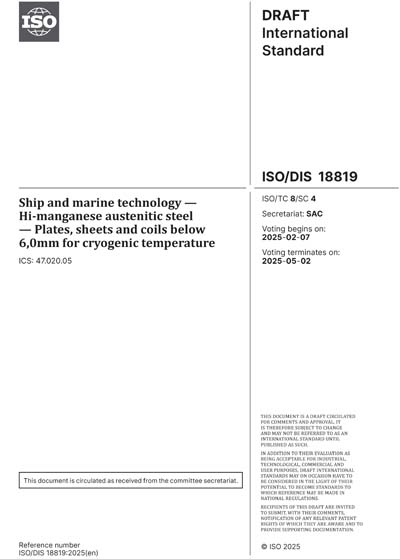 ISO/DIS 18819:2025 - Ship and marine technology - Hi-manganese ...
