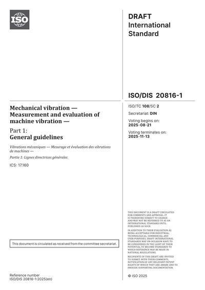 ISO/DIS 20816-1:2025 - Mechanical vibration - Measurement and ...