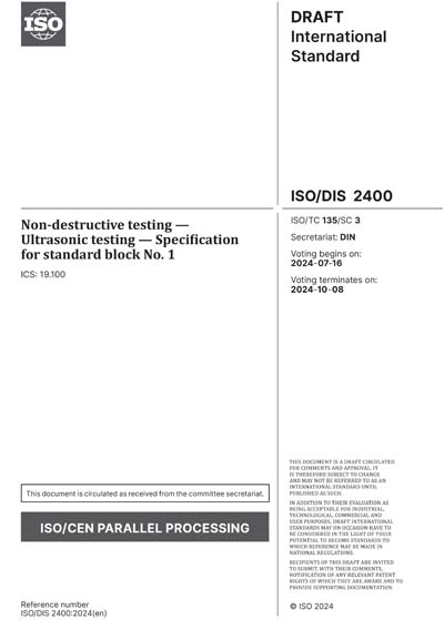 ISO/DIS 2400:2024 - Non-destructive testing - Ultrasonic testing ...