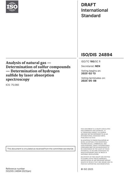 ISO/DIS 24894:2025 - Analysis of natural gas - Determination of sulfur ...