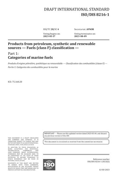 ISO/DIS 8216-1:2023 - Products from petroleum, synthetic and renewable ...