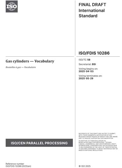 ISO/FDIS 10286:2025 - Gas cylinders - Vocabulary