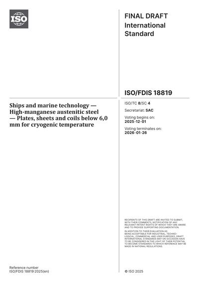 ISO/FDIS 18819:2025 - Ships and marine technology - High-manganese ...