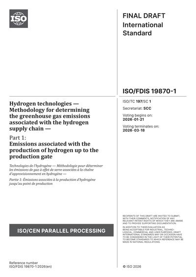 ISO/FDIS 19870-1:2026 - Hydrogen technologies - Methodology for ...
