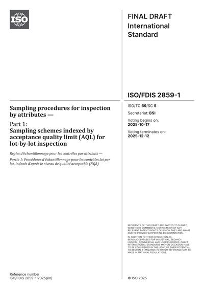 ISO/FDIS 2859-1:2025 - Sampling procedures for inspection by attributes ...