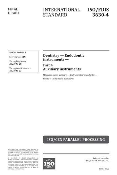ISO/FDIS 3630-4:2023 - Dentistry - Endodontic instruments - Part 4 ...