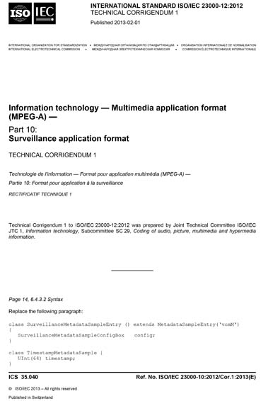 Standards PDF Cover Page