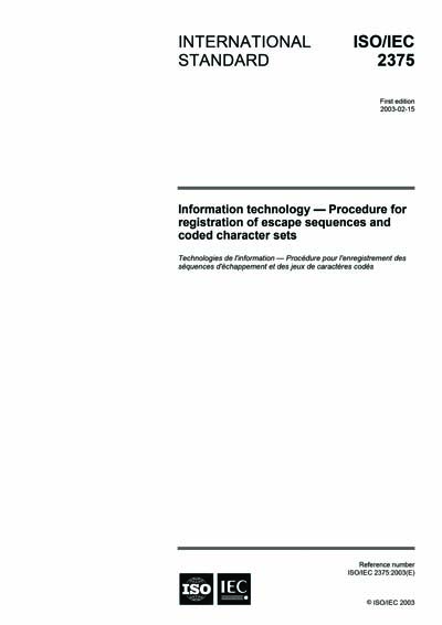 ISO/IEC 2375:2003 - Information technology - Procedure for registration ...