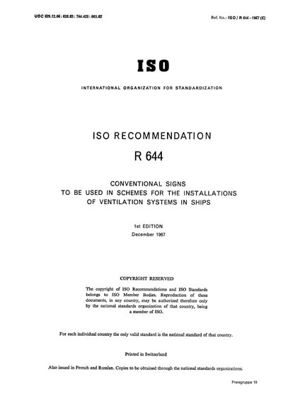 ISO/R 644:1967 - Conventional signs to be used in schemes for the ...