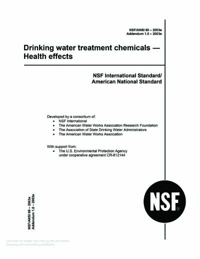 NSF/ANSI 60-2003e Addendum 1.0 - [Historical Standard] Drinking water ...
