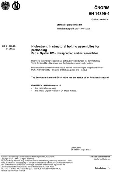 ONORM EN 14399-4:2005 - High-strength structural bolting assemblies for ...