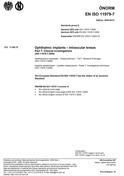 ONORM EN ISO 11979-7:2006 - Ophthalmic implants - Intraocular lenses ...