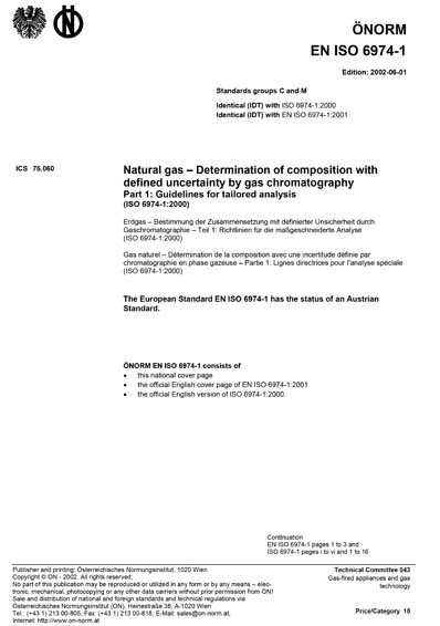 Iso 6976 O2 ONORM EN ISO 6974-1:2002 - Natural gas - Determination of composition ...