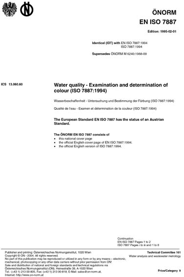 ONORM EN ISO 7887:1995 - Water quality - Examination and determination ...