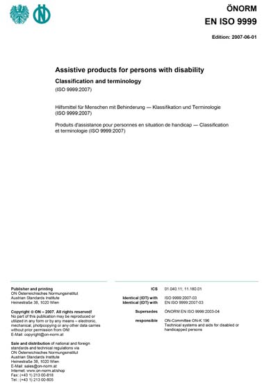 ONORM EN ISO 9999:2007 - Assistive products for persons with disability ...