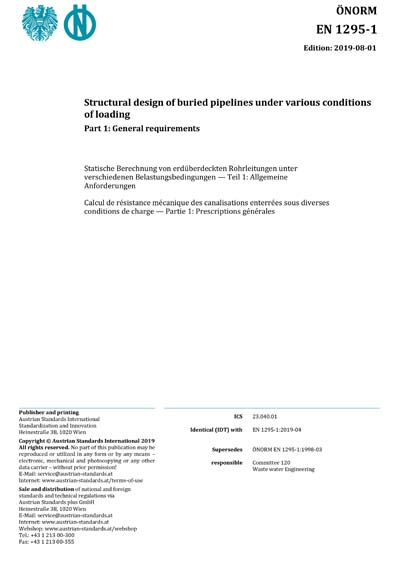 ONORM EN 1295-1:2019 - Structural design of buried pipelines under ...