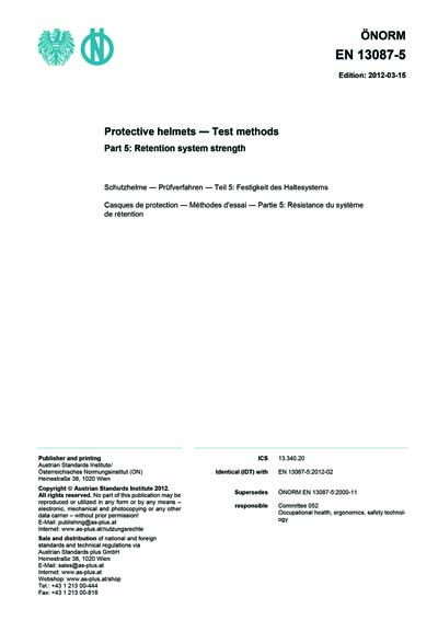 ONORM EN 13087-5:2012 - Protective helmets - Test methods - Part 5 ...