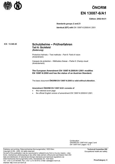 ONORM EN 13087-6/A1:2002 - Protective helmets - Test methods - Part 6 ...