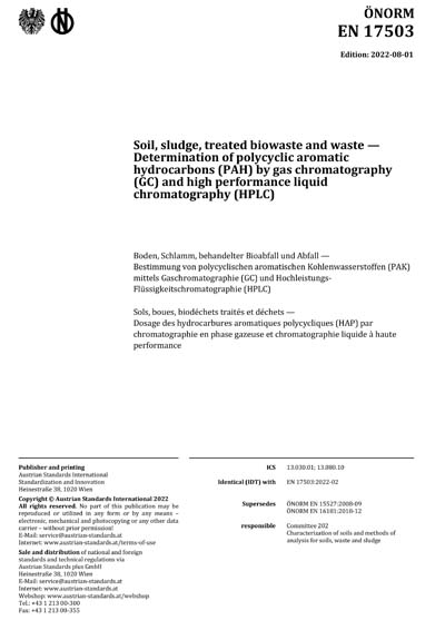 ONORM EN 17503:2022 - Soil, sludge, treated biowaste and waste ...