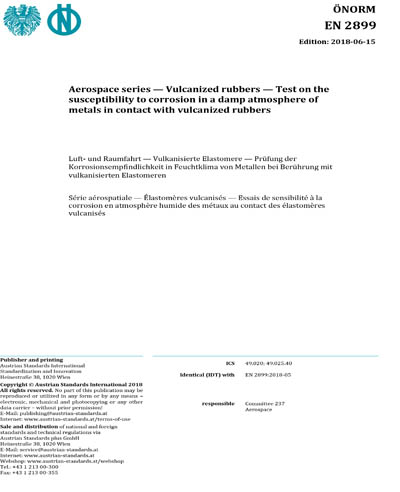 ONORM EN 2899:2018 - Aerospace series - Vulcanized rubbers - Test on ...