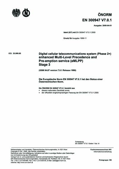 ONORM EN 300947 V 7.0.1:2000 - Digital cellular telecommunications ...