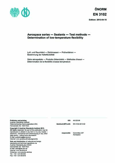ONORM EN 3102:2013 - Aerospace series - Sealants - Test methods ...