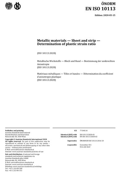 ONORM EN ISO 10113:2020 - Metallic materials - Sheet and strip ...