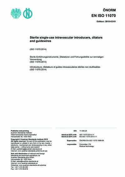 ONORM EN ISO 11070:2015 - Sterile single-use intravascular introducers ...