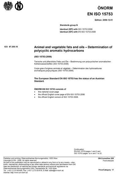 Iso 1553 ONORM EN ISO 15753:2006 - Animal and vegetable fats and oils ...