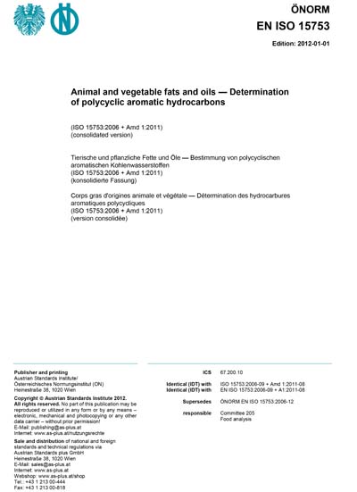 Iso 1553 ONORM EN ISO 15753:2012 - Animal and vegetable fats and oils ...