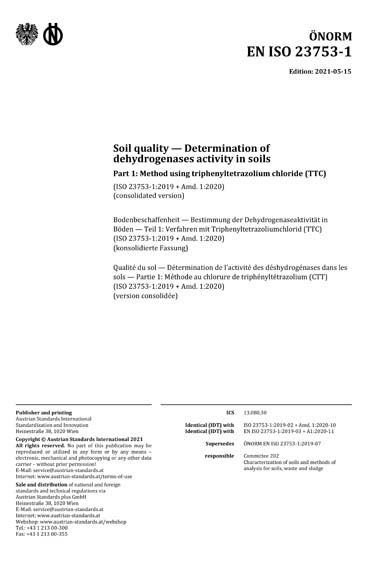 ONORM EN ISO 23753-1:2021 - Soil quality - Determination of ...
