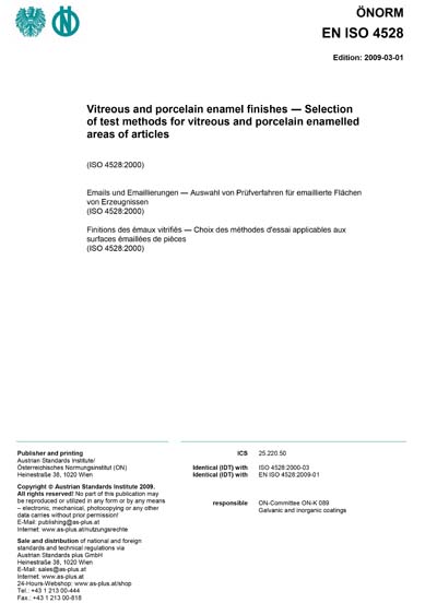 ONORM EN ISO 4528:2009 - Vitreous and porcelain enamel finishes ...