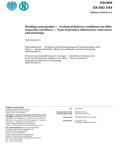 ONORM EN ISO 544:2018 - Welding consumables - Technical delivery ...