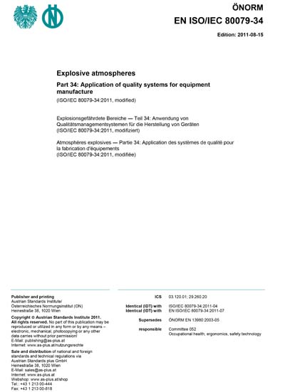 Onorm En Iso Iec 80079 34 2011 Explosive Atmospheres Part 34
