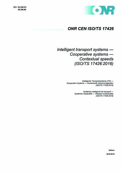 Iso 17426 Color Code ONR CEN ISO/TS 17426:2016 - Intelligent transport systems - Cooperative ...