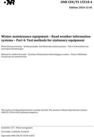 ONR CEN/TS 15518-4:2024 - Winter maintenance equipment - Road weather ...