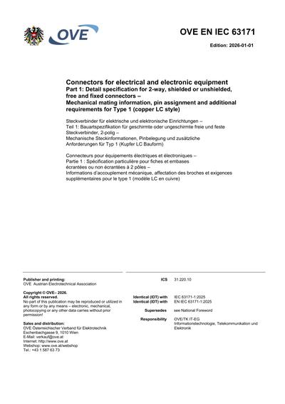 OVE EN IEC 63171:2026 - Connectors for electrical and electronic ...