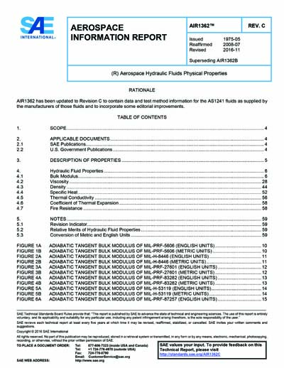 SAE AIR 1362C-2016 - Aerospace Hydraulic Fluids Physical Properties