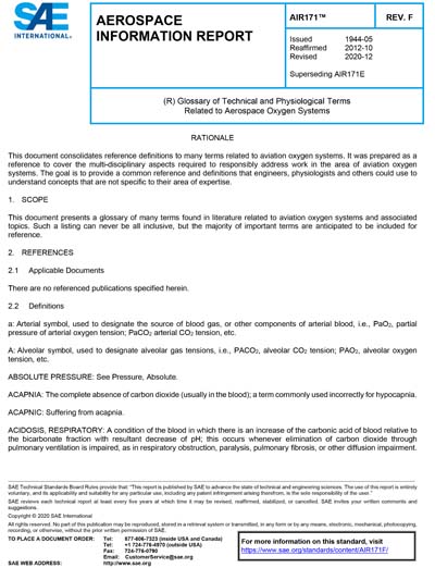 171f SAE AIR 171F-2020 - Glossary of Technical and Physiological Terms ...