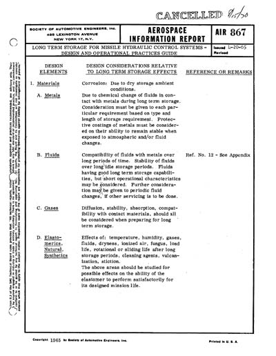 SAE AIR 867-2002 (SAE AIR867-2002) - Long Term Storage for Missile ...