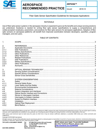 SAE ARP 6366-2018 - Fiber Optic Sensor Specification Guidelines for ...