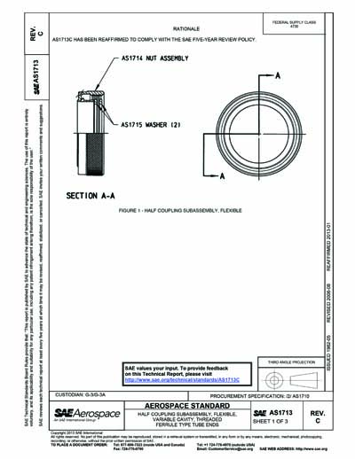 SAE AS 1713C-2006 (SAE AS1713C-2006) - Half Coupling Sub-Assembly ...
