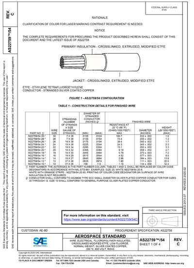 SAE AS 22759/54C-2025 - WIRE, ELECTRICAL, FLUOROPOLYMER-INSULATED ...