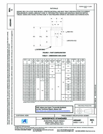 SAE AS 24461C-2015 (SAE AS24461C-2015) - BEARING, ROLLER, NEEDLE ...