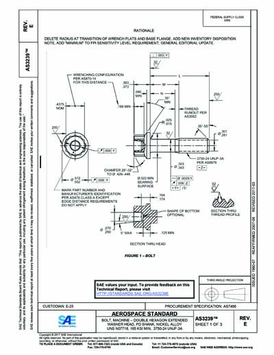 SAE AS 3239E-2017 - BOLT, MACHINE – DOUBLE HEXAGON EXTENDED WASHER HEAD ...