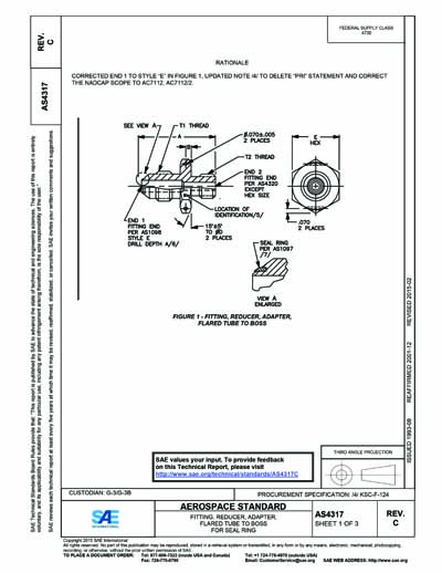SAE AS 4317C-2015 (SAE AS4317C-2015) - FITTING, REDUCER, ADAPTER ...