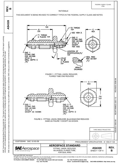 SAE AS 4328B-2006 (SAE AS4328B-2006) - Fitting, Union, Reducer ...