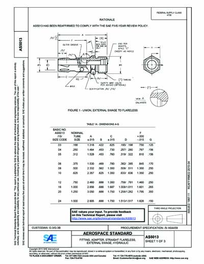 SAE AS 5013-1997 (SAE AS5013-1997) - Fitting, Adapter, Straight ...