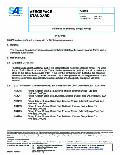SAE AS 5902-2002 (SAE AS5902-2002) - Installation of External Swaged ...